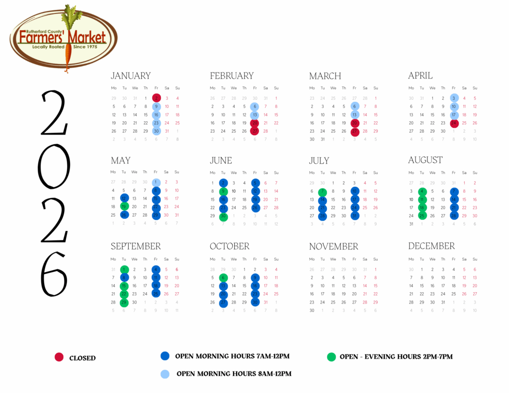 calendar for farmers market schedule